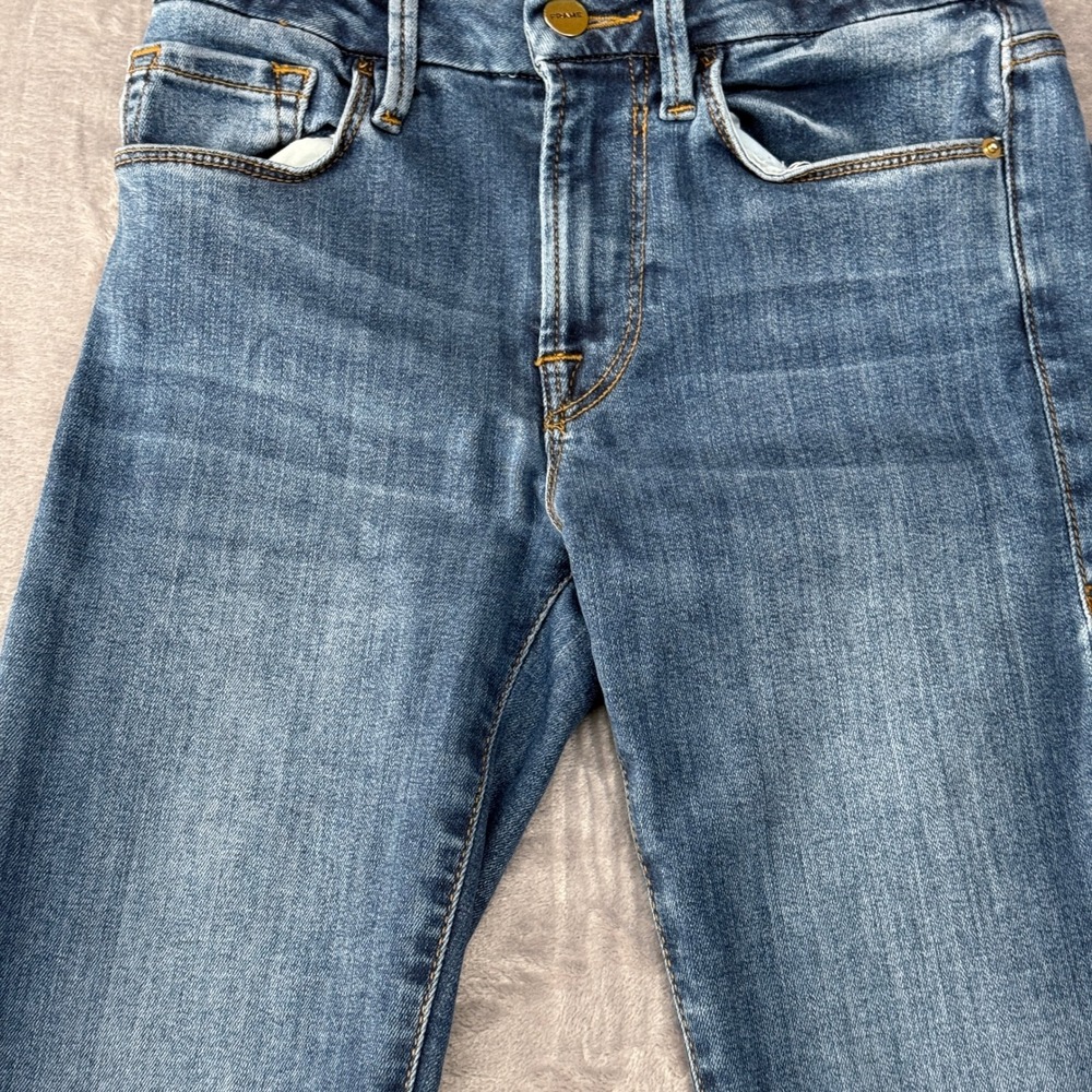 FRAME Le Crop Mini Boot Jeans Womens 24 Blue Medium Wash High Rise Denim - Picture 9 of 15